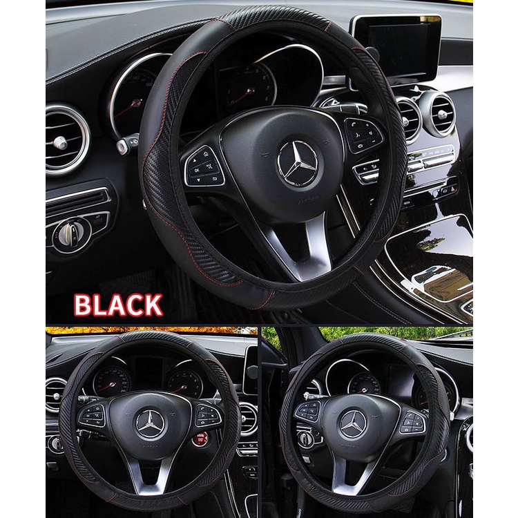 Universal Car Steering Cover Carbon 6D PU Leather Steering Wheel Cover