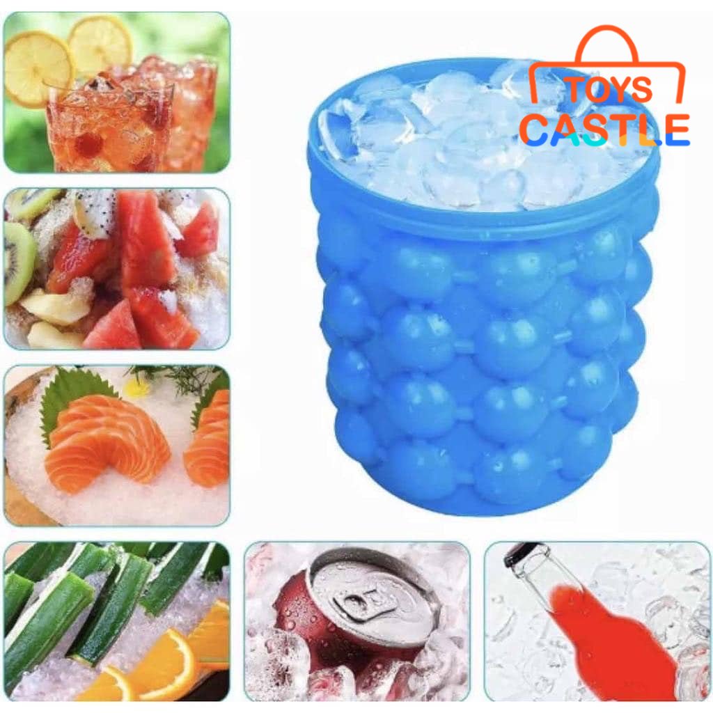 [Fast Shipping] Ice Cube Maker Magic Silicone Ice Bucket Home Kitchen Travel Car Office Genie Rubber Tray Molds Pembuat