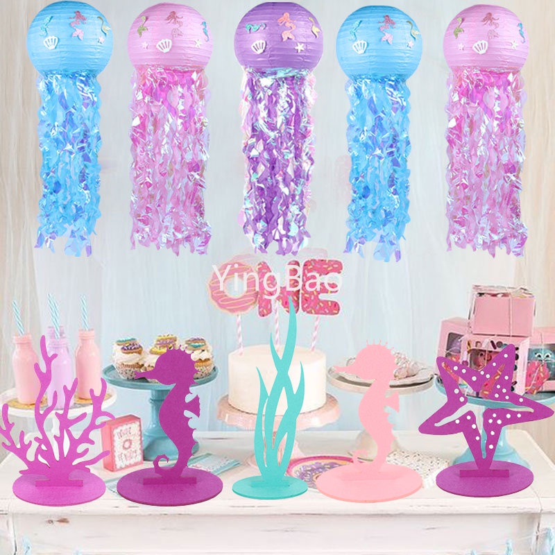 Mermaid Theme Party Decor DIY Jellyfish Paper Lantern Summer Beach Under the Sea Party Decor Girl Mermaid Birthday Decorations