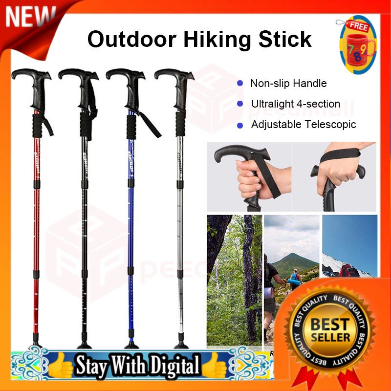 Trekking Pole Adjustable Length Aluminum Alloy High-Strength Wood Hiking Accessory For Women Men Camping Hiking Walking