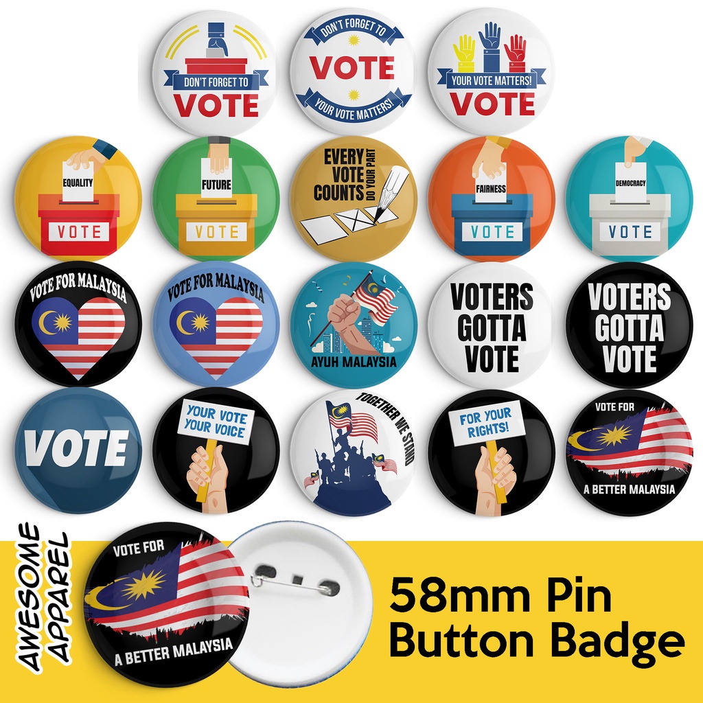 Voting for Democracy Designs 58mm Button Badge with Pin (Z398-Z415)