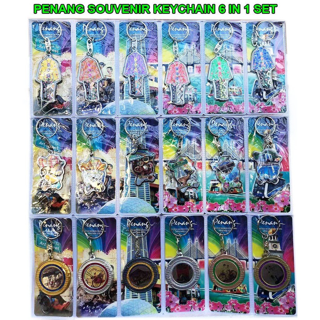 Malaysia Penang Souvenir Keychain 6 in 1 design / Gantungan Kunci Penang Malaysia