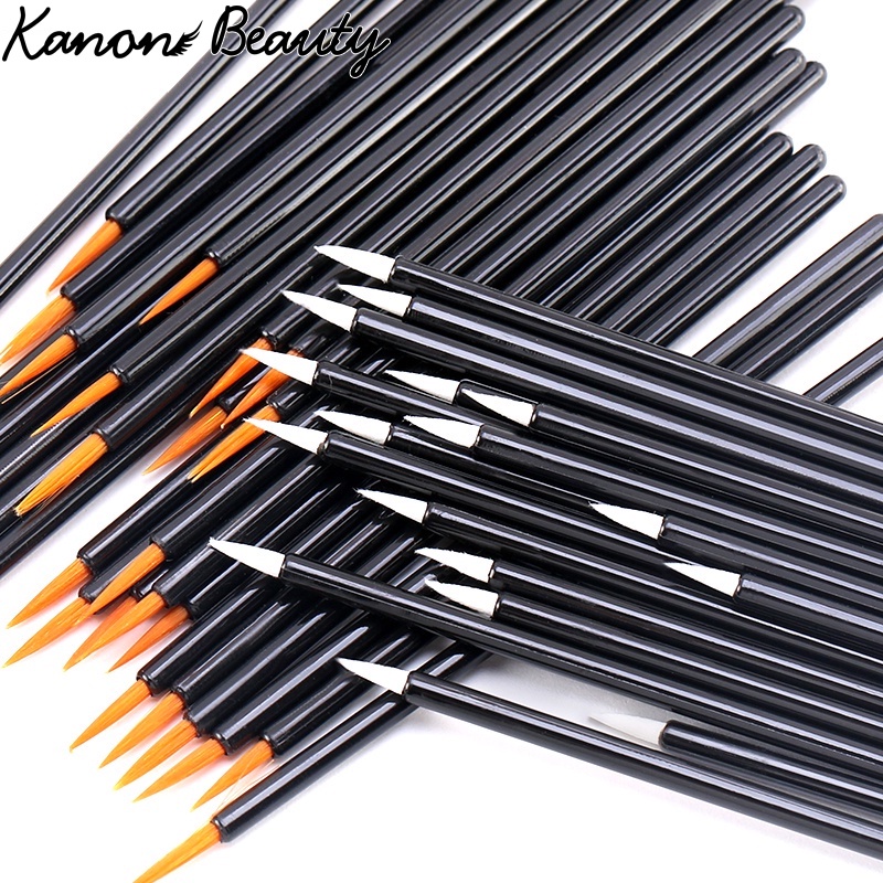 50pcs Black Handle Eyeliner brush Reusable Gel Liner Nail Art Brushes Painting Pen Beauty Makup Tools