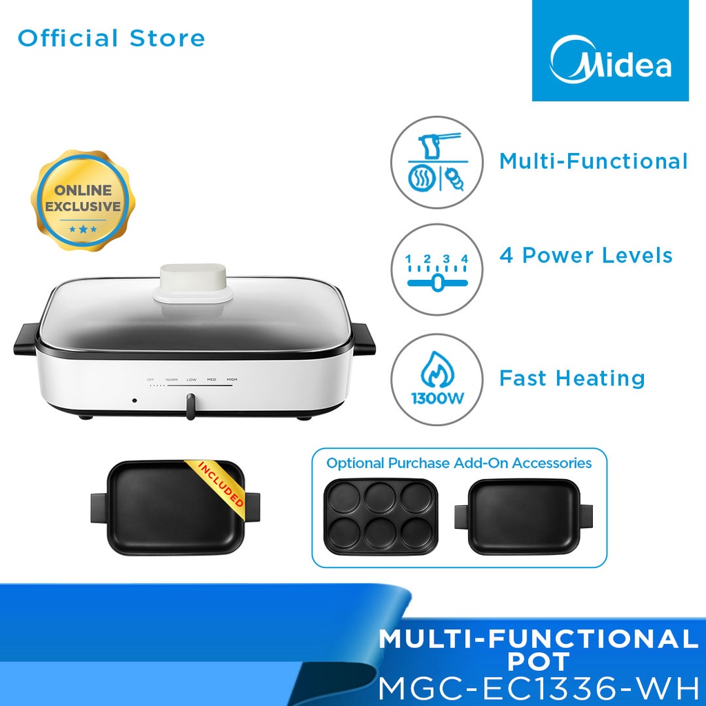 Midea MGCEC1336WH 1.8L MultiFunctional Pot With 4 Power Levels