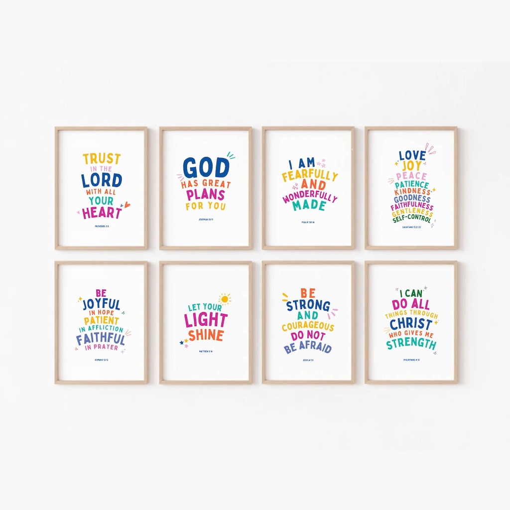 Kids Bible Verse Scripture Poster Church Sunday School Decor Christian Education Catechism Class Preschool Canvas Pictures