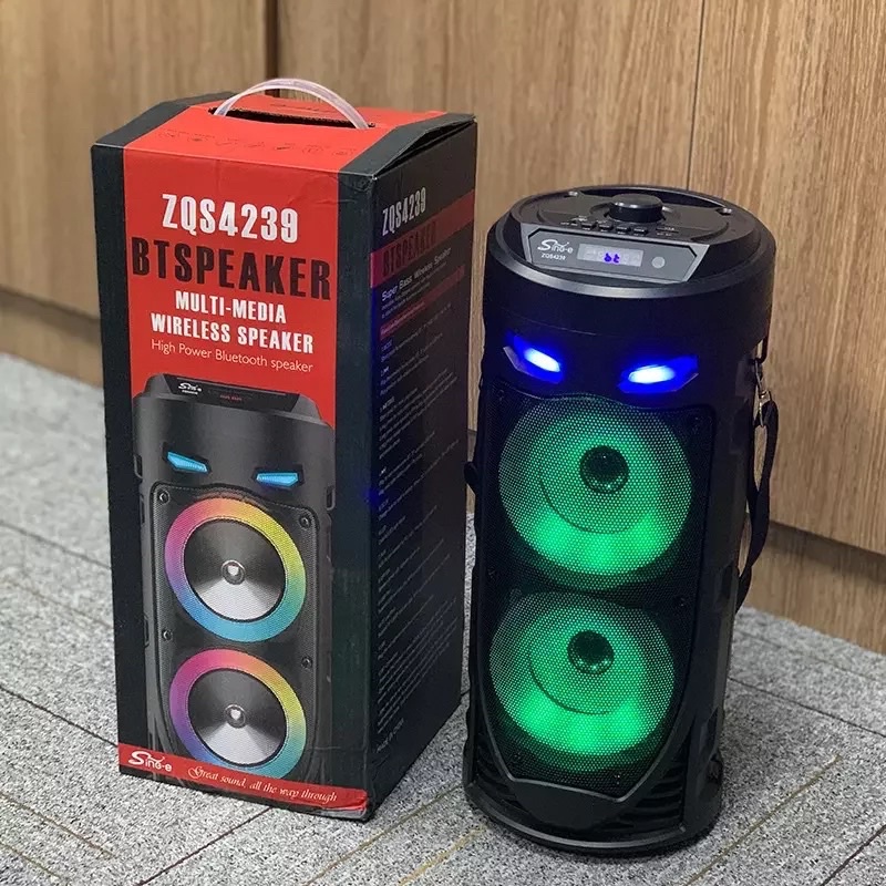 [ZQS4239] Wireless Portable Bluetooth Speaker With Led Light With Mic[4 inch x 2 speaker]