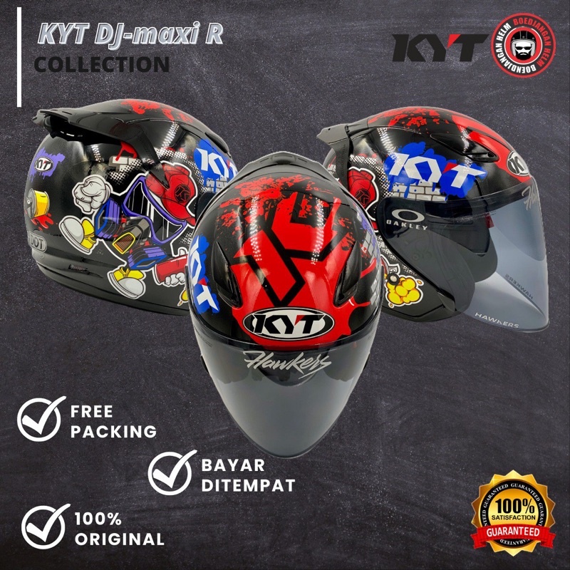 Kyt Helmet DJ MAXI 4 BLACK RED - KYT HALF FACE - DOUBLE VISOR KYT ...