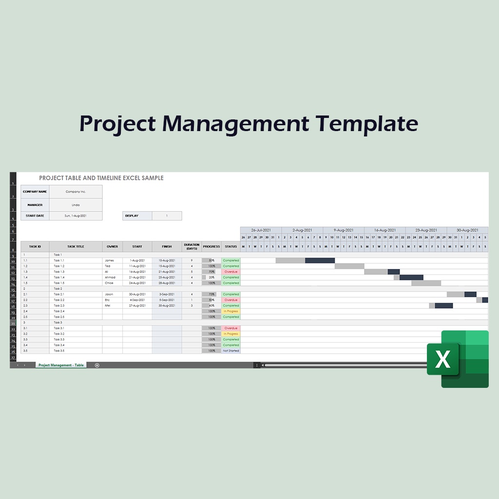 Project Management Gantt Chart Excel Template | Shopee Malaysia
