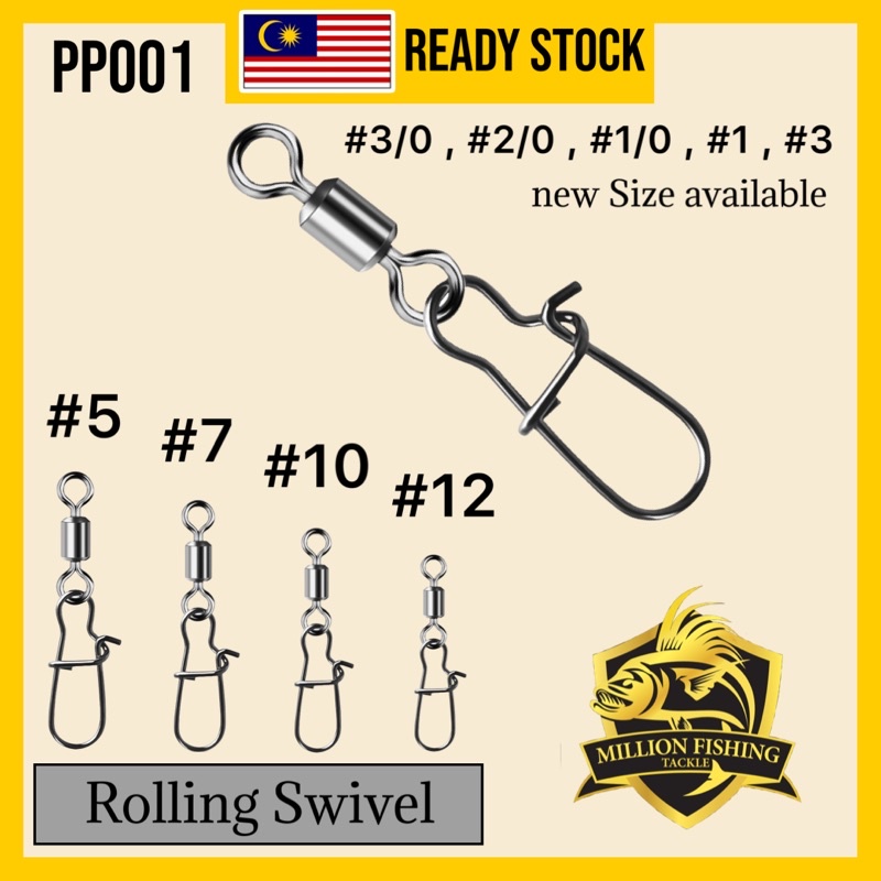 【PP001】Fishing Connector Snap Pin Bearing Rolling Swivel Kekili Stainless Steel Fishing Accessories 钓鱼前导环