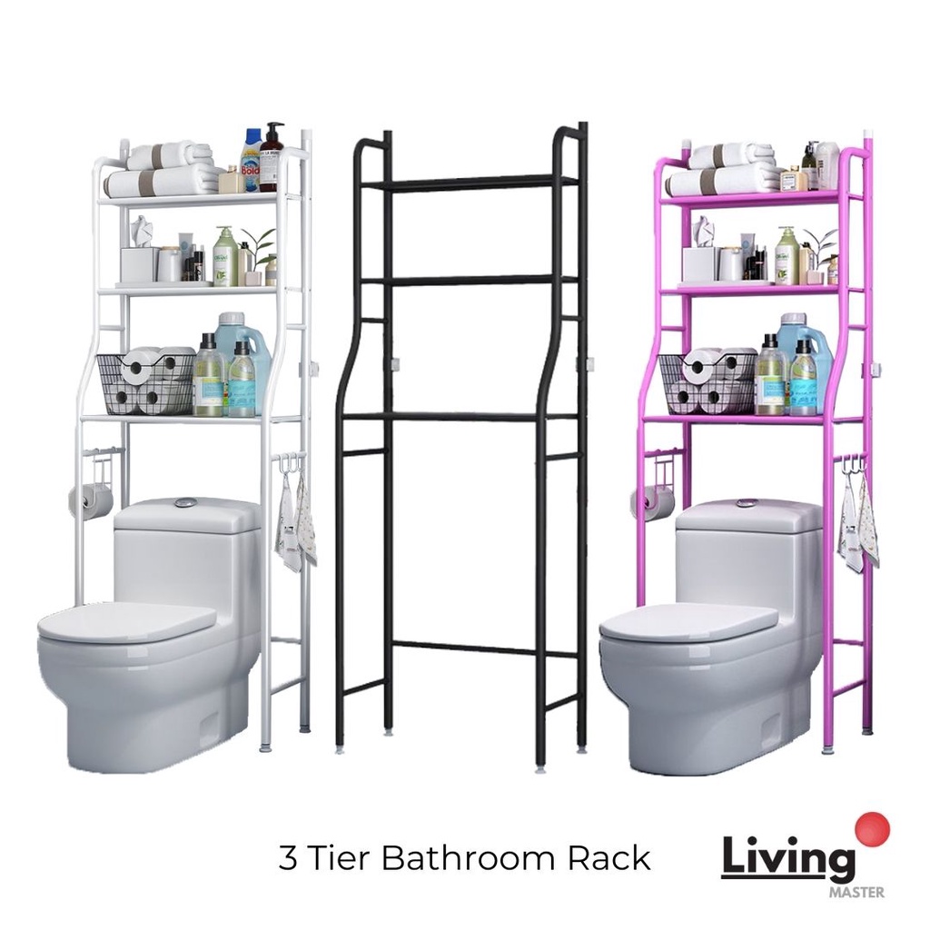 3 Tier Bathroom Rack Toilet Rack Large Size Toilet Rack Multiple Color Toilet Shelf Free Punching 4 Colors