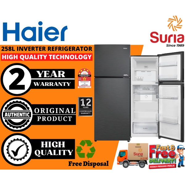 (Free Delivery Penang,Kedah & Perlis)Haier 2 Door 258L Inverter Top