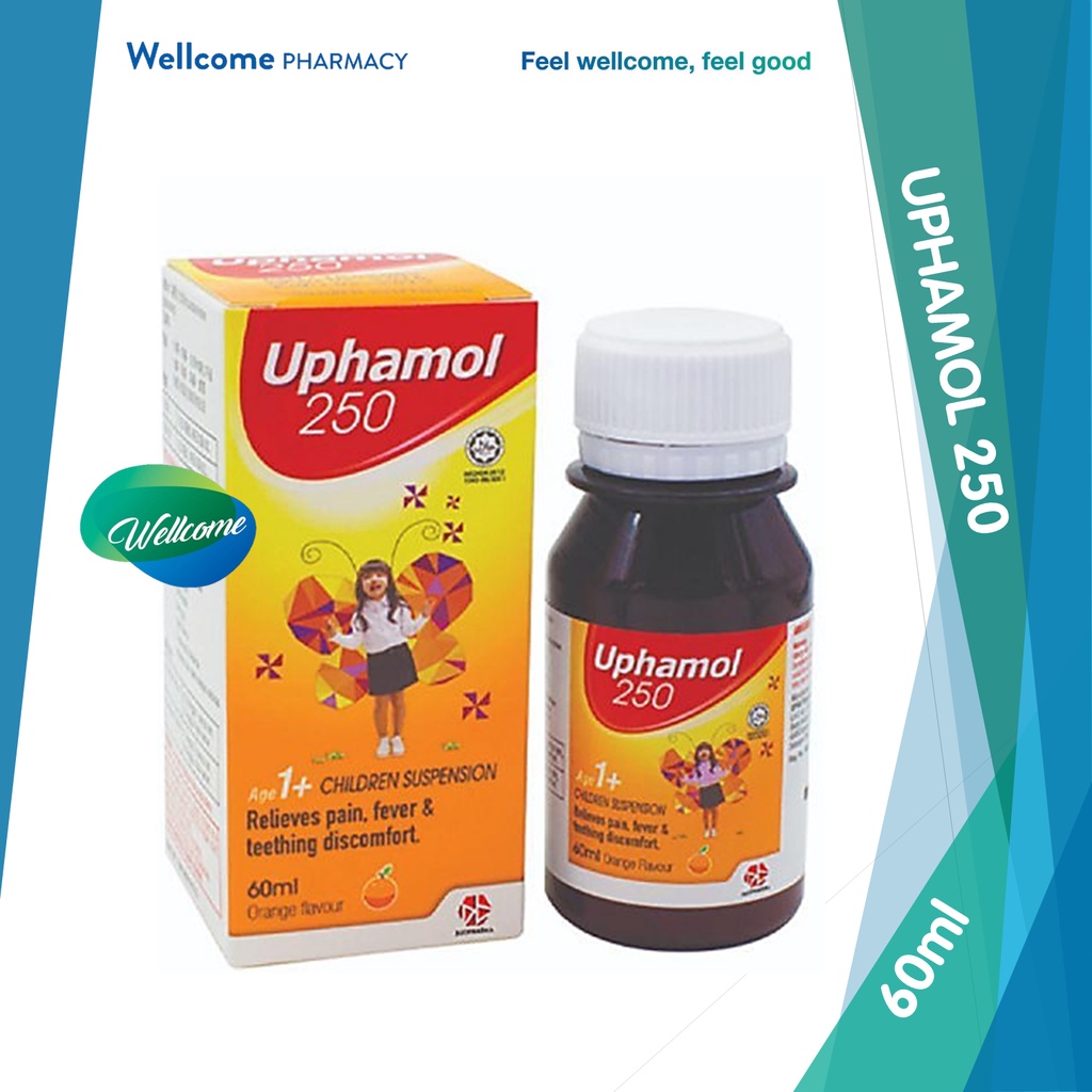Uphamol 250 Paracetamol 250mg/5ml Children Suspension Orange Flavour