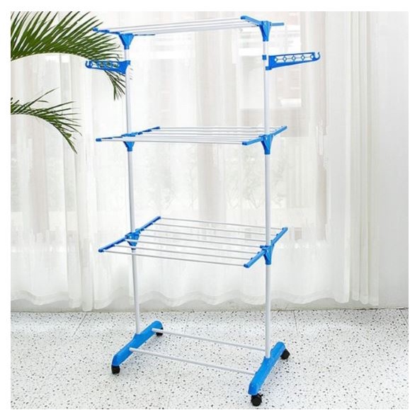 READY STOCK: Korean Hanging Rack / Ampaian Baju/ Penyidai Baju / Foldable Drying Rack with 3-Tier Stainless Steel