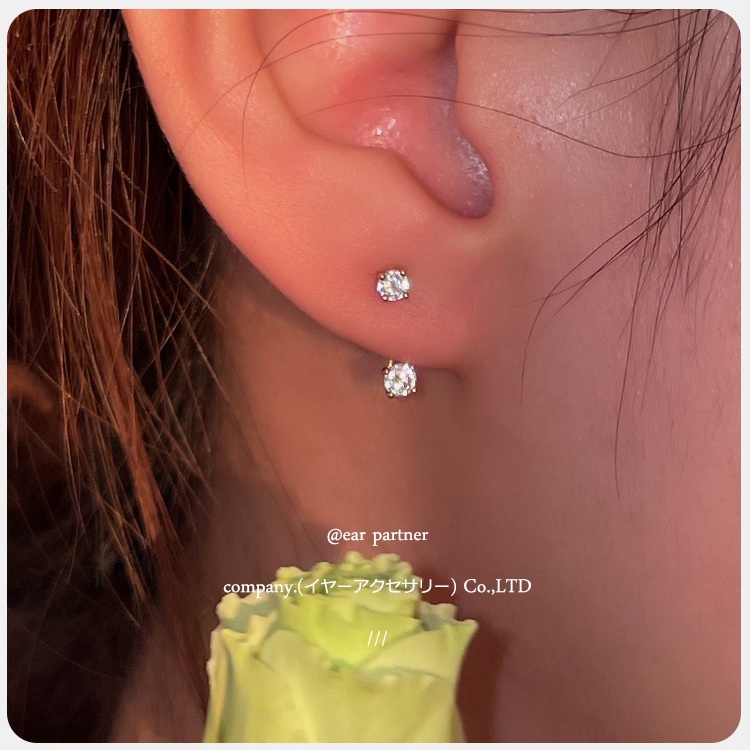 Ear Partner Exquisite Front Back Zircon S999 Sterling Silver Stud Earrings Dainty CZ Ear Jacket For Women Lady Girls Gift