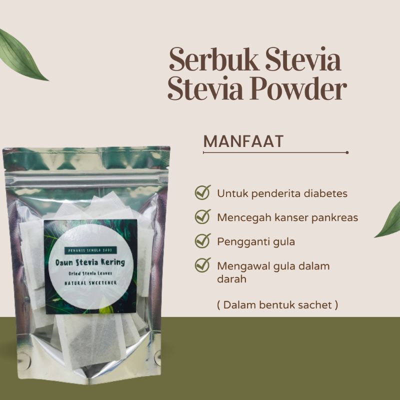 [PROMOSI][25 Sachet] Serbuk Daun Stevia Kering (Pemanis Semula jadi