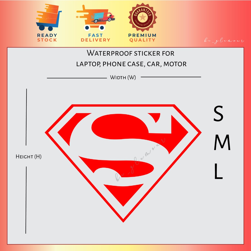 [D1] Superman Reflective Sticker Man of Steel DC Waterproof Stickers ...