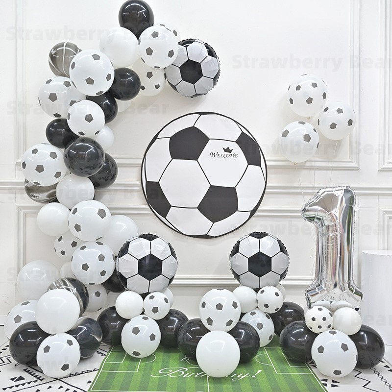 Football Themed Children's Birthday Set World Cup Trophy 2022 Silver Balloon Boy Soccer Theme Balloon Decoration Baby's First Year Background Decoration