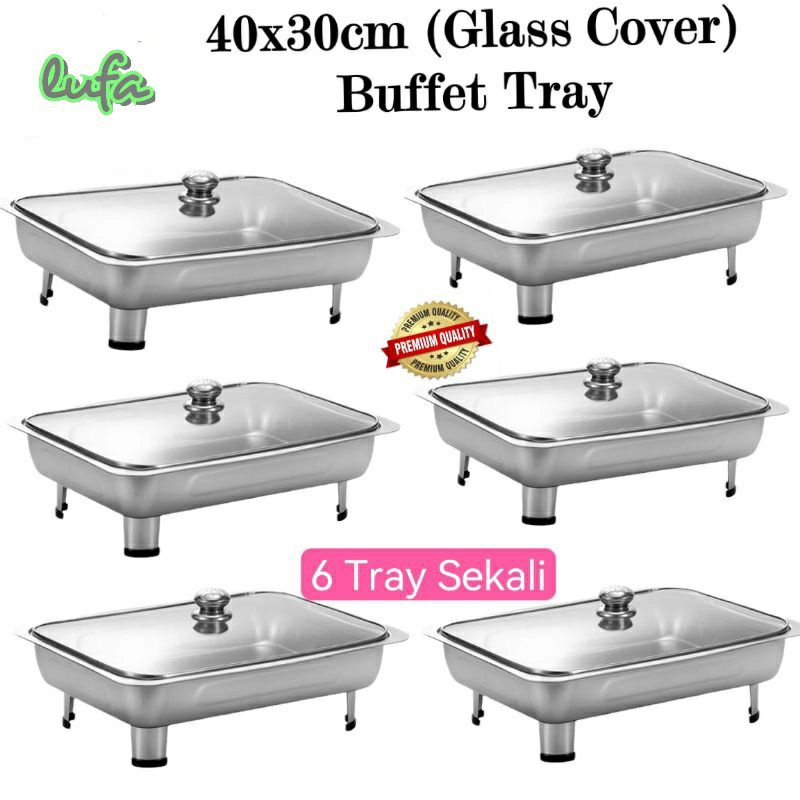 6set 40x30 cm S/S  buffet set catering tray  embossed food pan food tray Warmer serving tray berkas lauk