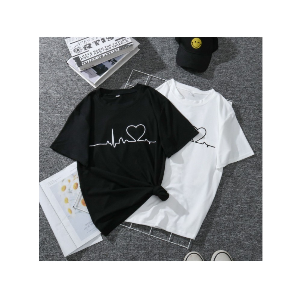 Korea style love ECG couple dress couple t shirt couple set wear / 韩版心电图 情侣装 / baju couple
