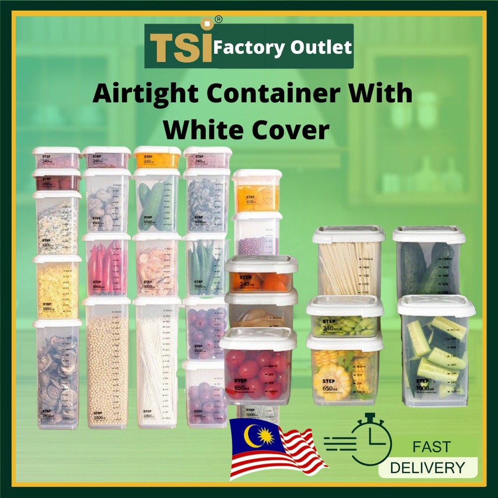 TSI Plastic Transparent Clamshell Food Storage Box Canisters Tank