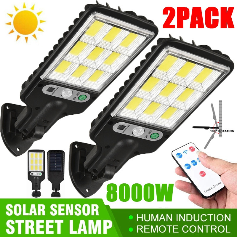 8000W Solar Light Lampu LED Solar Taman Street Solar Light Outdoor Lighting Motion Sensor Light Remote Control Waterproof Garden Automatic Induction with 3 Modes