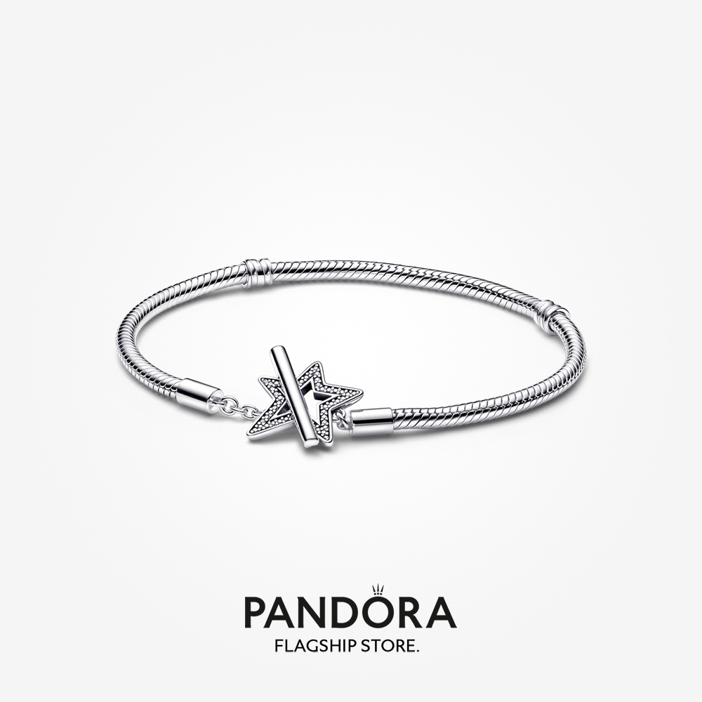 [ONLINE EXCLUSIVE] Pandora Moments Asymmetric Star T-bar Snake Chain Bracelet