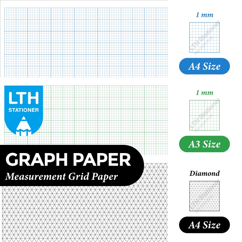 LTH Graph Paper Measurement Square Grid / Diagonal (Diamond) Grid Paper