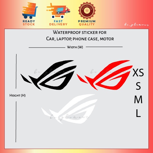 Rog Logo Republic Of Gamer Car Sticker Reflective Asus Gaming Stiker Kereta Pantulan Waterproof