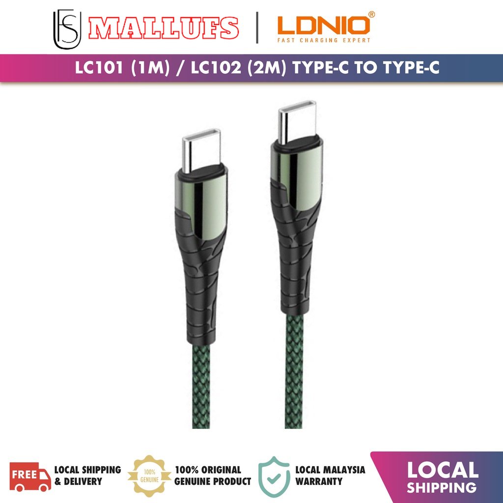 LDNIO LC101 1M / LC102 2M 60W Type-C to Type-C PD Cable Fast Charging ...