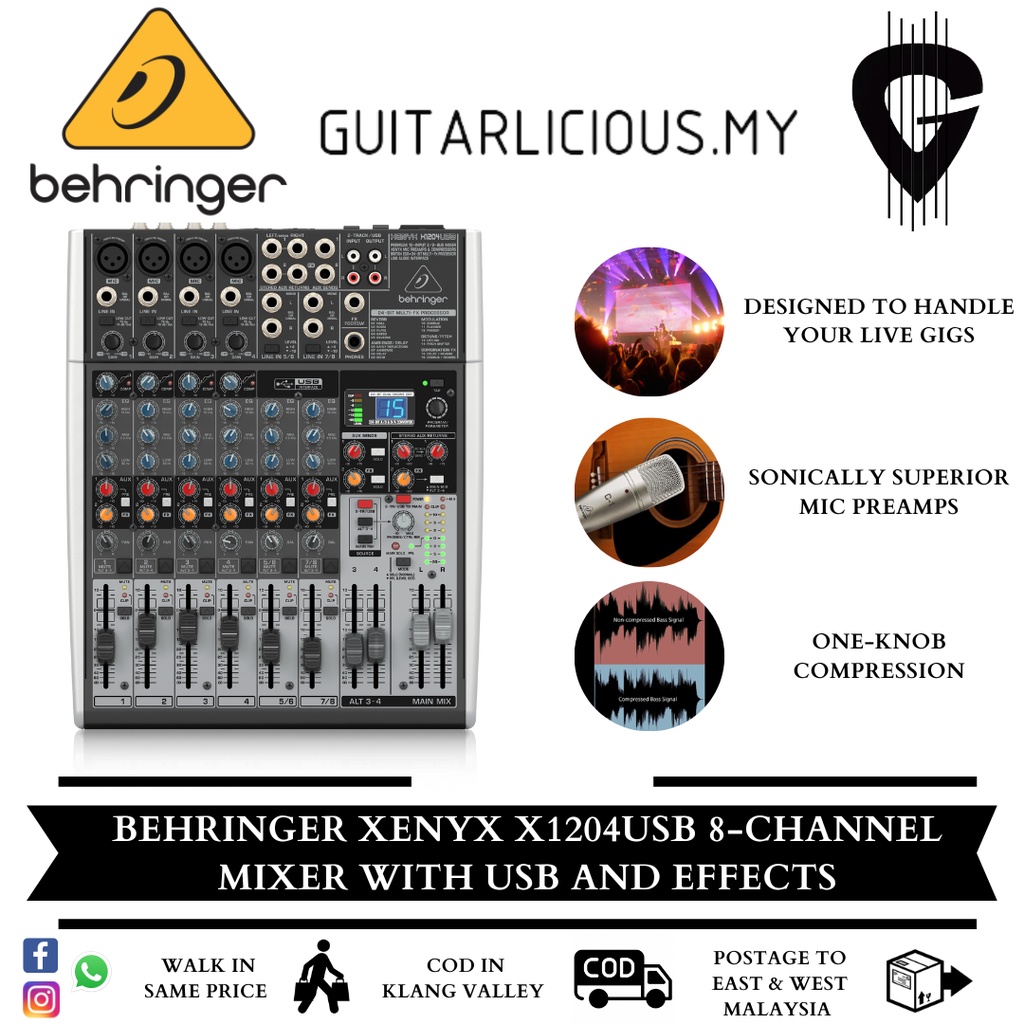 Behringer XENYX X1204USB 8channel Mixer with USB and Effects (1204