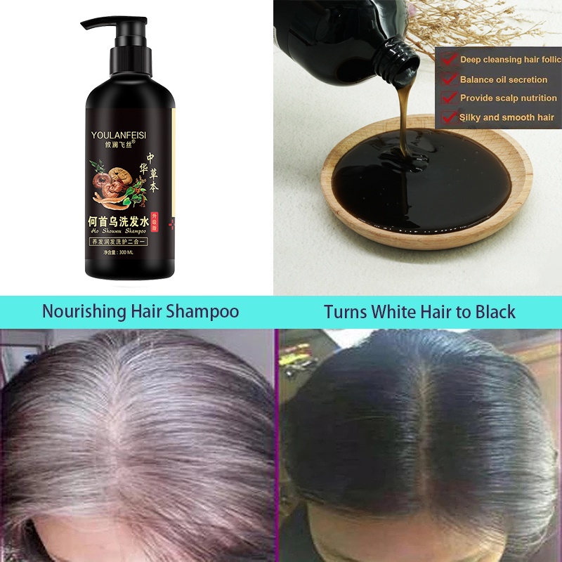 Grey Hair Shampoo Effective White Hair Turns to Black 300ml Herbal Natural  Polygonum Multiflorum Shampoo Health | Shopee Malaysia