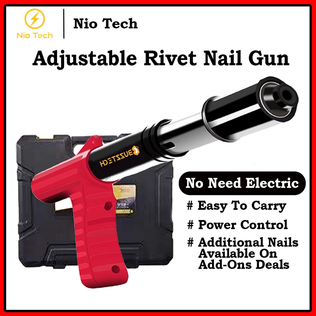 Niotech Adjustable Nail Gun Manual Steel Nails Gun Rivet Tufting Nail 