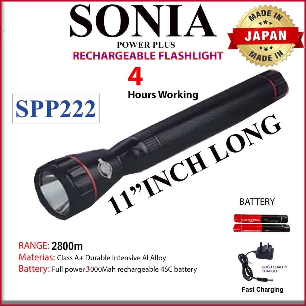 Japan Lampu suluh, Sonia Power Plus Rechargeable FLASHLIGHT, Japan