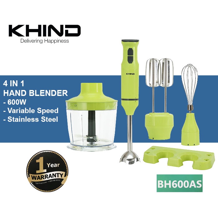 KHIND 4 In 1 Hand Blender 600w Stainless Steel BH600AS Shopee Malaysia