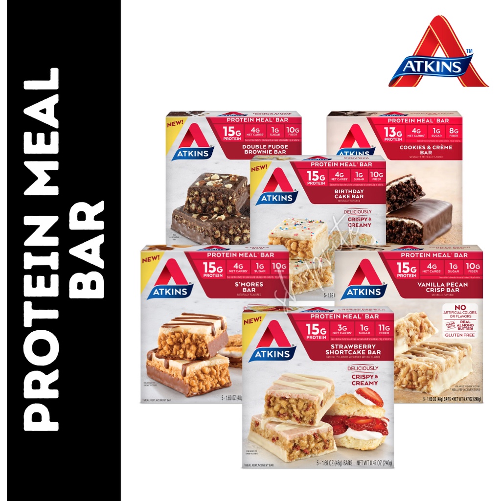 Atkins Protein Meal Bar Strawberry Shortcake/ Cookies & Creme/ Chocolate Chip Cookie Dough/ Granola/ Fudge Brownie