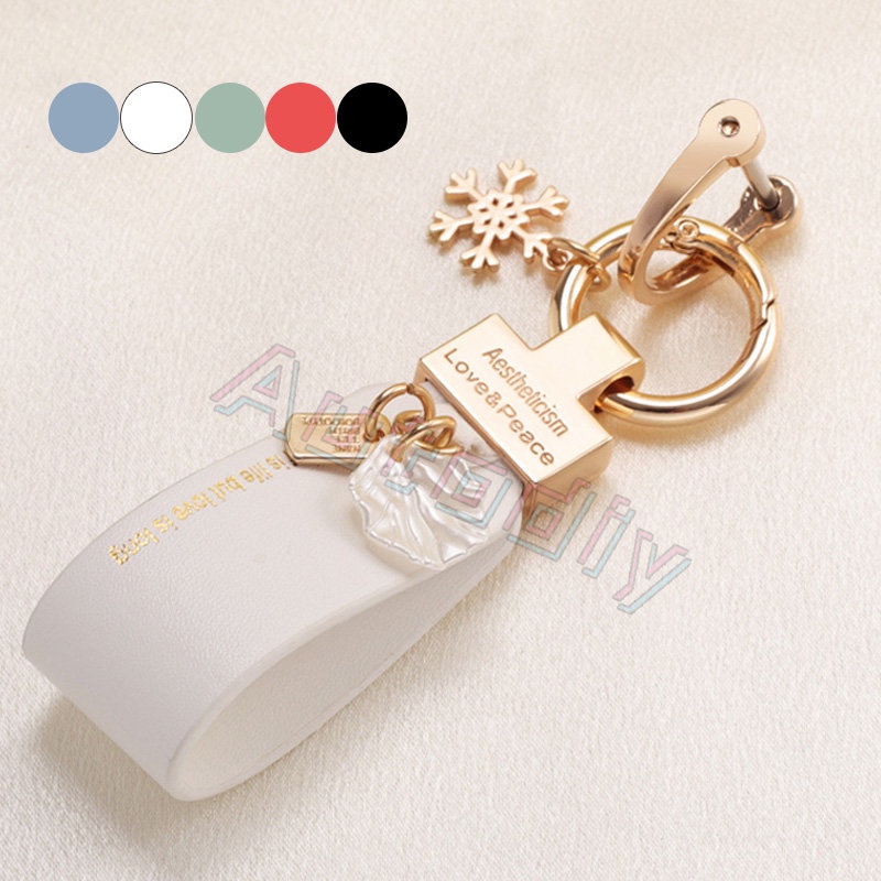 Crystal Anti-lost Luxury Leather Keychain Women Men Gold Silver Buckle Car Key Ring Chain Holder Phone Number Tag Keyfob Jewelry Diamond Keychain