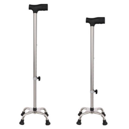 4 pointed Stainless Steel Walking Stick Adjustable Stick Support Walking Stick Tongkat Kaki 4 Tongkat Orang Tua Besi