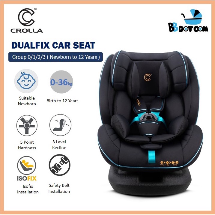 Crolla Dualfix Isofix Safety Belt Convertible Infant Newborn Baby Car