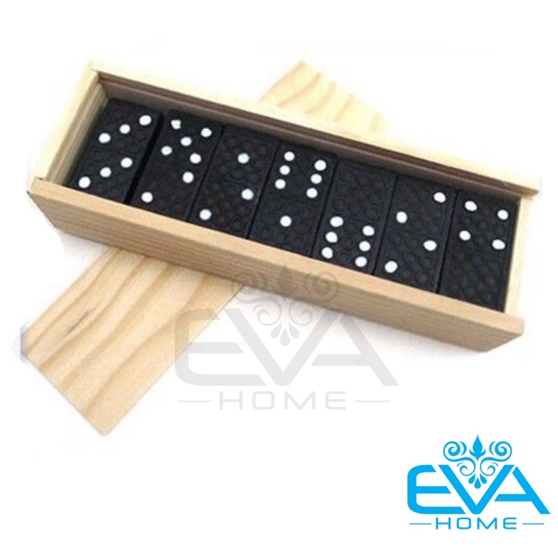 Quality Durable Black Plastic Domino Chess Toy Set Luxurious Wooden Box Multi - Image 3