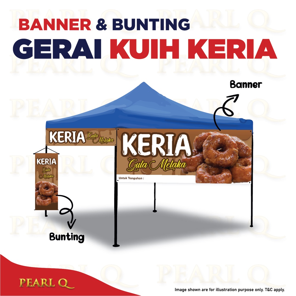 Banner Gerai Makanan Keria Gula Melaka Pasar Malam Bunting Bazaar Ramadhan Donut Susu Tauhu Bergedil Cocktail Buah