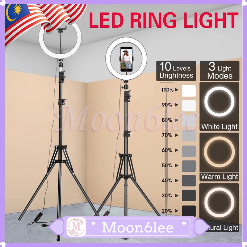 Led Ring Light Selfie Stand 10-13inch Dimmable Fill Light Lampu Tripod Video Phone Live Stream with Holder 直播补光灯自拍支架