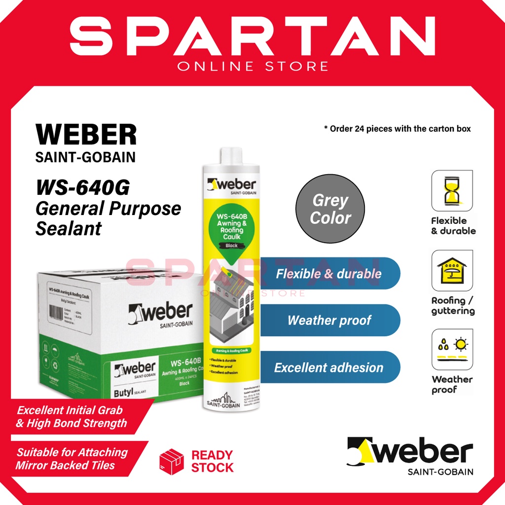 WEBER Sealant Silicone Awning & Roofing Caulk / Awning Caulk WS640