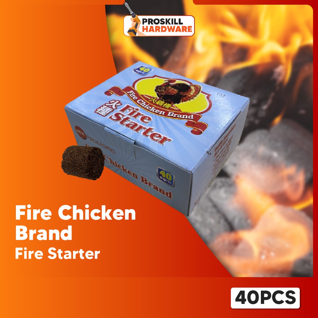 PROSKILL HARDWARE Fire Starter Fire Chicken Brand Charcoal Burning Starter Penyala Api Penyala Api Arang 40 Pcs/Box