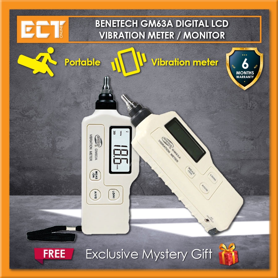 BENETECH Digital Vibration Meter Tester Vibrometer Analyzer Acceleration Velocity Gauge 