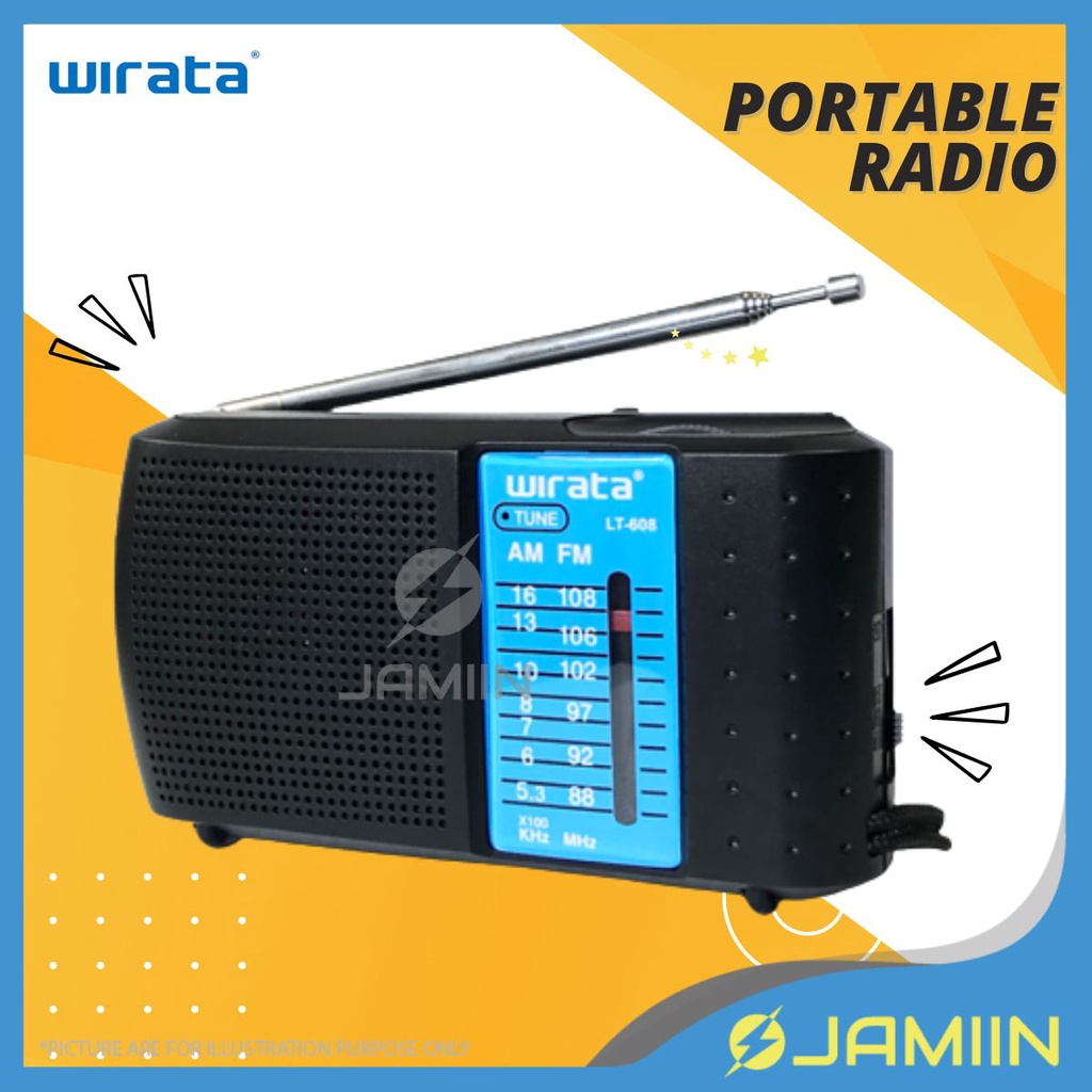 WIRATA Portable Radio Mini FM AM Loud Speaker Small Radio Kecil Murah Radio Camping AA Battery Operated Headphone Jack