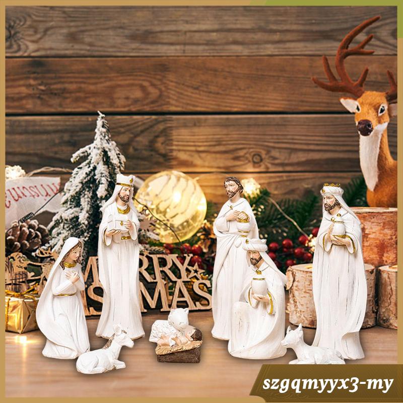 [ Traditional Nativity scene, jesus Playset, christmas Resin Display, Ornaments, Decorative Home Decor Gift