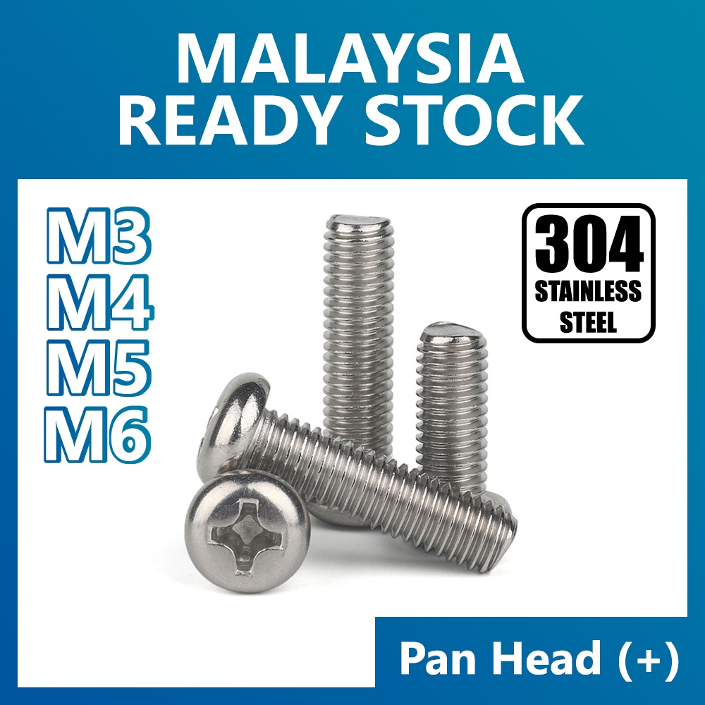 M3 M4 M5 M6 Screw Pan Head Phillips 304 Stainless Steel GB818 Skru