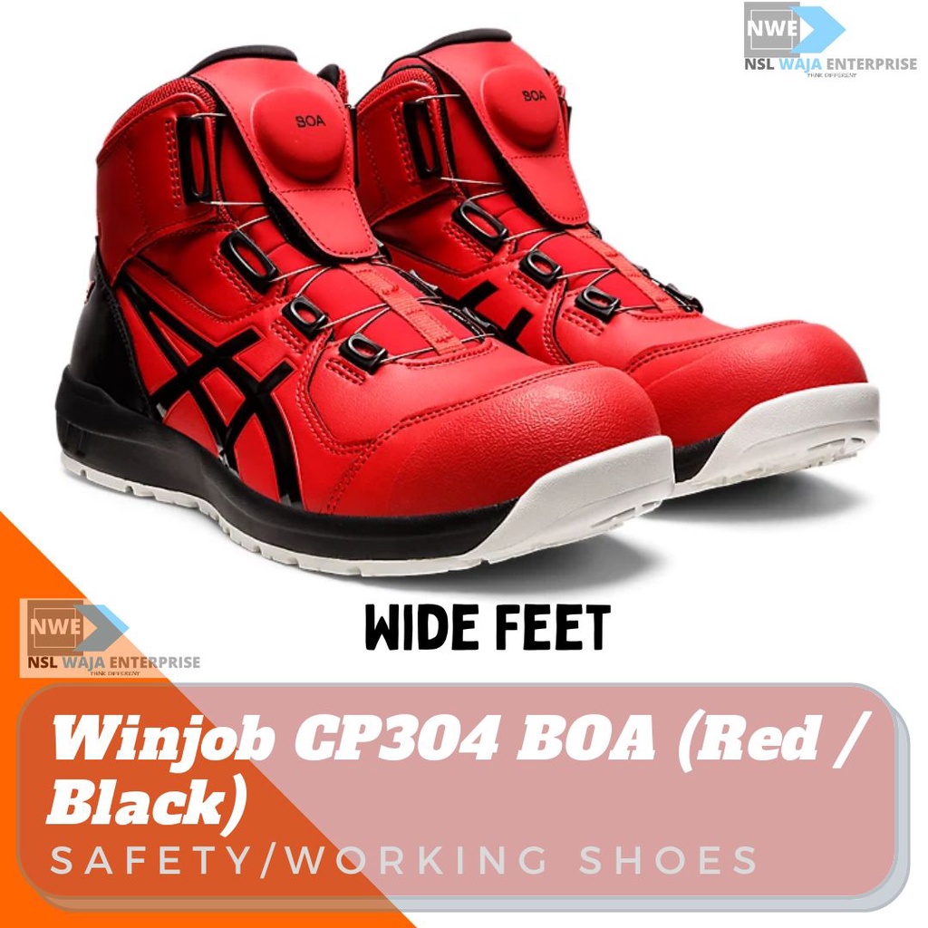 READY STOCK!! Asics Winjob Working CP304 BOA Safety Shoes Kasut Keselamatan Kerja Wide Feet