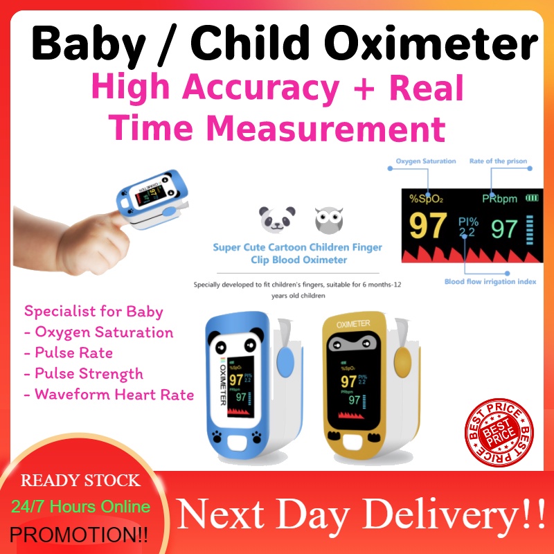 *READY STOCK* Baby Kid Infant Pulse Oximeter Monitoring Spo2 Portable Oximeter for Kid Baby TFT