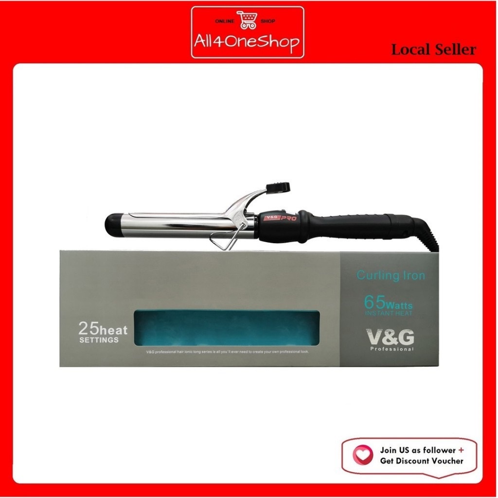 V & G PROFESSIONAL CURLING IRON TONG - 19mm / 22mm / 25mm / 28mm / 32mm